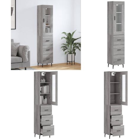 Highboard Grau Sonoma 34,5x34x180 cm Holzwerkstoff - Sideboard - Hochschrank - Wohnraumgestaltung - Aufbewahrungsmöglichkeiten - Grau Sonoma - Home & Living (1/5)