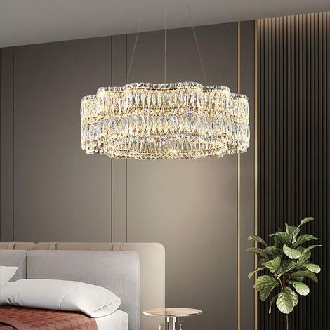 Designer LED Kristall-Hängeleuchte Ø 100 cm, Großformatige Pendellampe mit 3 Lichtfarben, Luxus-Deckenlampe für große Räume