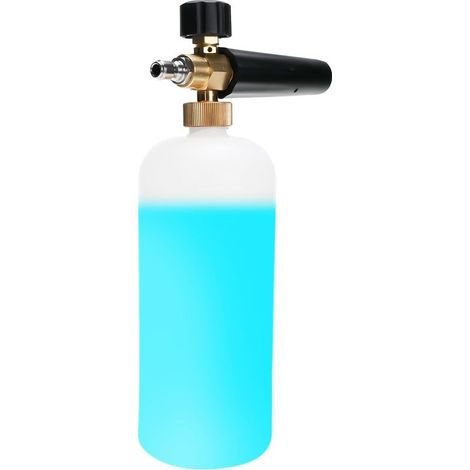 Cañón de espuma para coche, lanza de espuma de 1 litro para hidrolimpiadoras de alta presión, piezas de latón, concentración ajustable, rango de pulverización ajustable. (1/5)