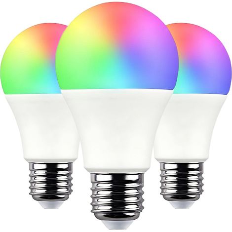 3er-Pack Standard Smart WiFi LED-Lampen E27, 10 W (entspricht 60 W), 806 lm, RGBWW, dimmbar per Smartphone/App, 25.000 h Lebensdauer, SevenOn Premium