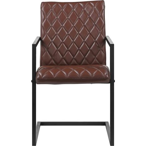 Maison Exclusive - Freischwinger 2 Stk. Braun Echtleder (1/5)