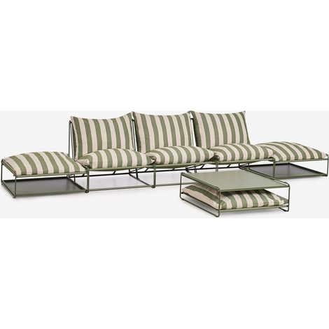Conjunto de jardín con sofá modular de 3 piezas, mesa auxiliar y 2 puffs convertibles Amaro SKLUM        (1/5)