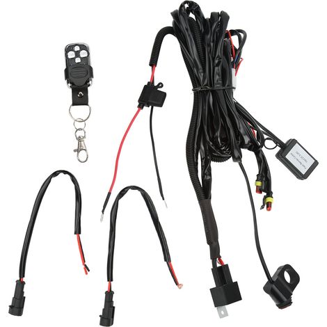 12V LED-Kabelbaum-Set mit Ein-/Ausschalter und Fernbedienung für Scheinwerfer und Zusatzscheinwerfer, geeignet für Offroad-Motorräder und Quads. (1/5)