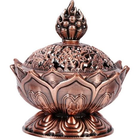 TMISHION porte-encens Vintage Backflow Fumée Brûleur D\'encens Bâton Porte-Cône Décoration De La Maison Chaud (Bronze Rouge) (1/4)