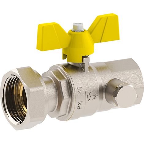 Valvola A Sfera Gas F/F Con Una Presa Pressione Dado Girevole E Farfalla Alluminio Fiv 3/4" X 1" G (1/2)