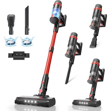 70Min Aspirateur Balai sans Fil,560W/48Kpa Aspirateur sans Fil Puissant,Brosse Anti-Enchevêtrement/Tube Pliable/LED Écran Tactile,Vacuum Cleaner pour Sols Durs Animaux (1/5)