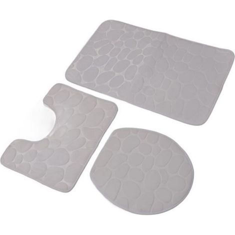 Vvikizy Housse d'abattant de toilette et tapis de contour Vvikizy Ensemble de tapis de salle de bain puericulture tapis Blanc (1/4)