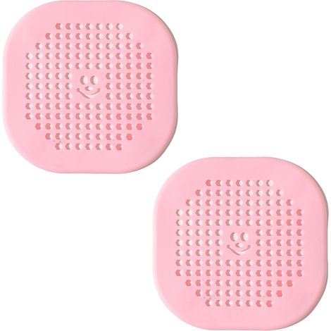 Lot de 2 attrape-cheveux pour bonde, protecteurs de bonde en silicone durable avec ventouse, pour douche, cuisine et salle de bain, rose (1/4)