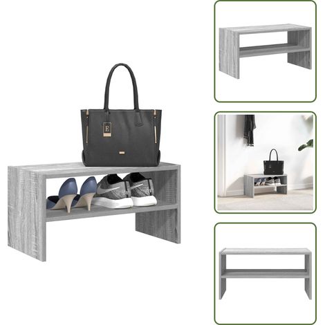The Living Store Schuhregal Stapelbar Grau Sonoma 60x30x30,5 cm - Schuhablage (1/5)