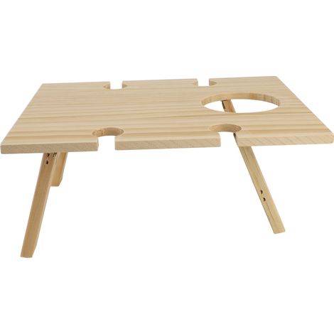 Table pique-nique pliante bois massif 34x30x15cm, mini table vin portable extérieur, design compact en bouleau (1/4)