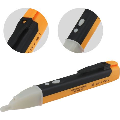 Testeur de tension sans contact, détecteur de tension 2 boutons, alarme sonore et lumineuse avec LED (1/5)