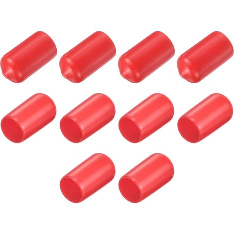 10pcs Embouts en Caoutchouc, 10.5 mm ID Vis Filetage Protecteur en PVC Embouts de Protection Flexible pour Tube Métallique, Câbles, Fils, Tige, Écrou et Cache Boulon, Rouge (1/4)