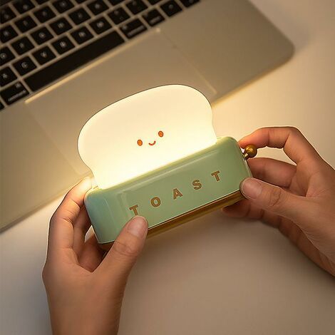 Stück Kreatives Toast-Nachtlicht. LED-Nachtlicht für Brotbackautomaten. USB-Ladefunktion. Dimmbares Nachtlicht – Grün (1/3)