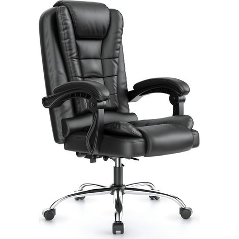 Xhomrattan Bürostuhl, breite und gepolsterte Sitzfläche, ergonomischer Stuhl, 10 cm höhenverstellbar, schwarz