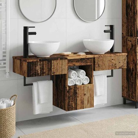 vidaXL Bathroom Furniture Set 3 pcs Old Wood Engineered Wood (1/5)