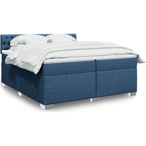 Boxspringbett mit Matratze Blau 200x200 cm Stoff (1/5)