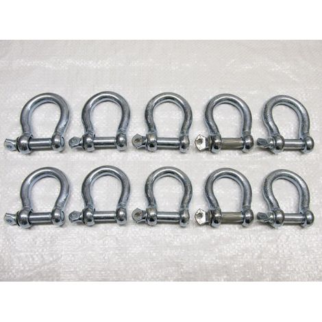 Bow Shackle Screw Pin Galvanised 11MM X10 (Commercial Chain Connector Caravan Tether)