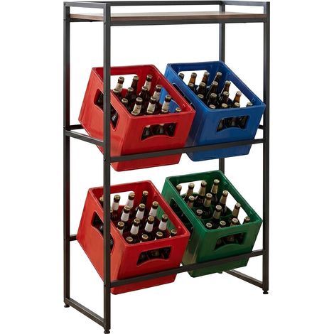 Industrial style drink crate rack 2 tier blackbrown 229384458 (1/5)