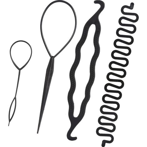 Nouveaux accessoires de coiffure tendance pour femmes : disques à tresser et à torsader (4 pièces) (1/5)