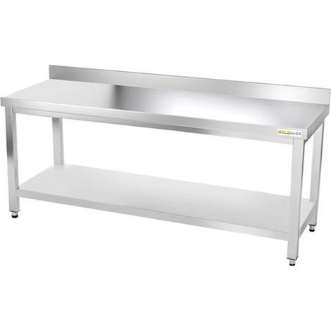 Table de travail en inox 2000 x 600 mm adossée PREMIUM - GOLDINOX (1/4)