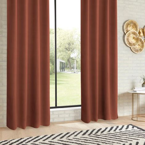 Atmosphera – Rideau occultant 140x260cm en polyester terracotta – 8 œillets pour installation facile – Lavable à 30° pour entretien simple (1/2)