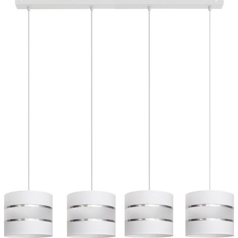 Helam HELEN Plafonnier Suspendu Straight Bar Blanc, Argent 100cm