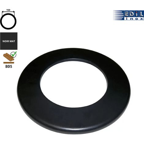 Edilinox – Rosace émaillée noir mat 150mm – Finition résistante à la corrosion – Vitrification intérieure et extérieure – Installation conforme DTU 24.1