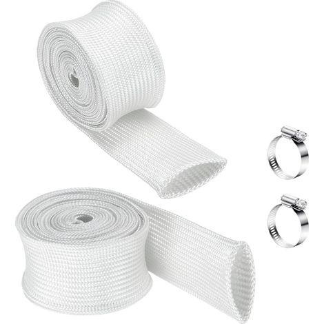 Bande Thermique Echappement 200cm Laine de Roche Echappement 25mm Scotch Isolant Thermique avec 2 Clips Fibre de Verre pour Générateur Echappement Chauffage de Stationnement (1/5)