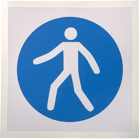 Panneau obligation, avec pictogramme : Piétons utilisez le passage, Auto-adhésif, en Vinyle ( Prix pour 1 )