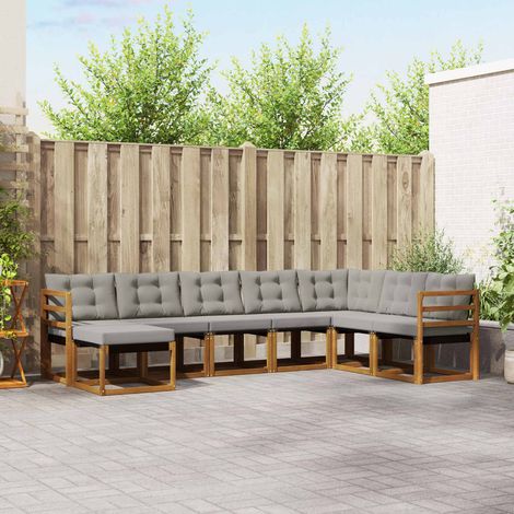 vidaXL Outdoor-Sofagarnitur mit Kissen 8 pcs Natürlich und Hellgrau (1/5)