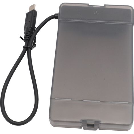 Boîtier externe transparent USB-C 2,5 pouces 5 Gbit/s pour disque dur SATA SSD/HDD 2,5 pouces de 7 à 9,5 mm (disque dur non inclus). (1/5)