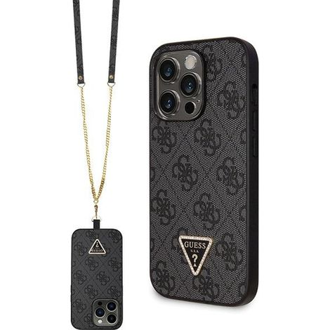Guess GUHCP14LP4TDSCPK iPhone 14 Pro 6,1 Zoll schwarze/schwarze Hartschalen-Umhängetasche mit Metalllogo (4G) (1/5)
