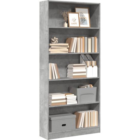 vidaXL Libreria Grigio Cemento 80x24x176 cm in Legno Multistrato