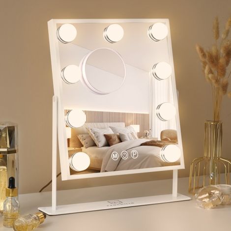 Cosmetic mirror Home beauty smart desktop fill light Desktop led mirror with magnifying glass (1/4)