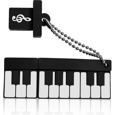 Clé USB 64 Go, clé USB 2.0 portable, clé USB 64 Go, jolie clé USB en forme de piano pour PC, tablette, TV, voiture, etc. (noir piano) (1/5)