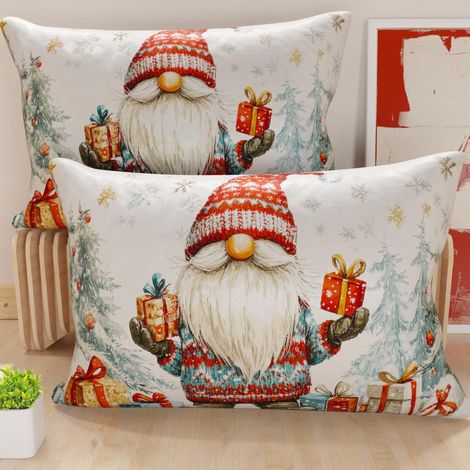 Paire de Housses de Coussin en Microfibre 40x60 cm, Coussins Décoratifs de Noël pour Chambre, Canapé, Salon, Lot de 2 Housses de Coussin, Taie d'oreiller de Noël 19