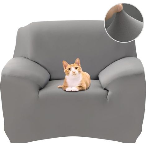 Housse de canapé extensible 1 place avec accoudoirs, universelle et moderne, gris (1/4)