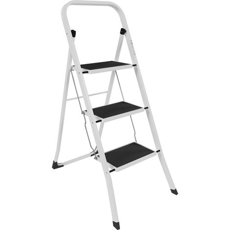 Step Ladder With Anti-Slip Mat Heavy Duty Steel Folding Portable, 3-Step