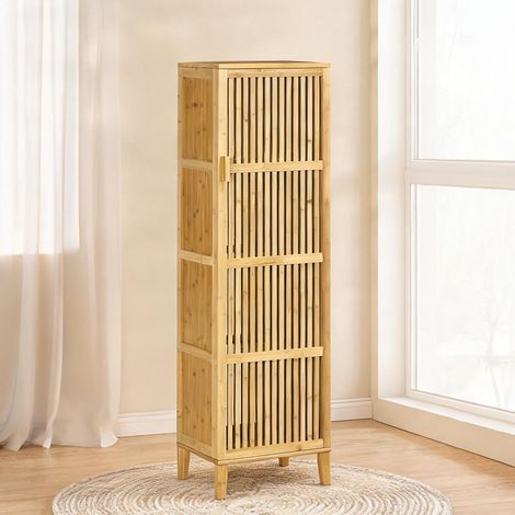 Armoire de rangement bois naturel en bambou 40 x 30 x 140 cm (1/5)
