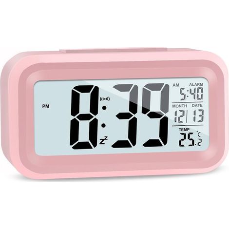 Reloj despertador digital LCD，reloj despertador de viaje con termómetro，función de repetición，reloj despertador inteligente para dormitorio (1/5)