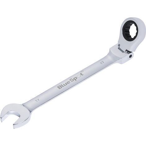 BlueSpot Tools 180° Flexible Head Ratchet Spanner 17mm - Versatile 180-Degree Adjustable Wrench B/S5113