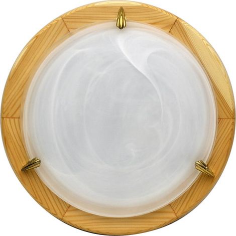 Plafonnier Candellux DUNA 40cm verre chêne E27 blanc (1/2)