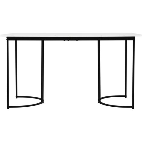 Table rectangulaire 140x80 cm, table de salle à manger moderne, piètement en métal, plateau imitation marbre blanc/noir, pieds réglables pour cuisine et séjour, 1 pièce (1/5)