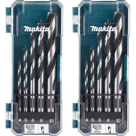 Makita D-72861 5 Piece Brad Point Wood Drill Bit Set 4 5 6 9 10mm Bits +Case x 2 (1/3)