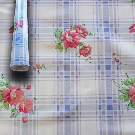 MEGA STOCK Rotolo da 20 metri (H140cm) di Tovaglia PVC telata cerata Per Casa, Sagre, Pizzerie BLU E ROSSO
