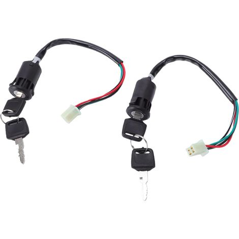 2PCS Ensembles de Clés de Commutateur D'allumage à 4 Broches, Pièces de Démarreur de Commutateur à clé en Métal et en Plastique Démarreur D'allumage de Moto pour Vélos (1/5)