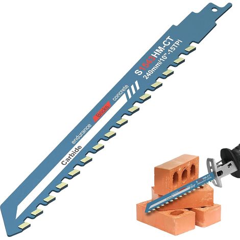 Sabre Saw Blade Brick 240 mm Stone Sabre Carbide S1543 Universal Carbide Sabre Saw Blade for Stone Wood Masonry Cellular Concrete and Brick (1/5)