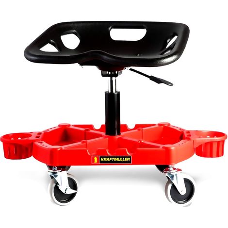 Chaise de garagiste, Tabouret Kraft Muller, pivotant sur roulettes, supports de rangements pour bidons, outils, Charg Max. 150Kg (1/4)