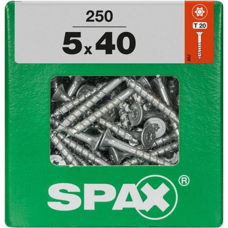 SPAX Universalschraube, 5 x 40 mm, 250 Stück, Teilgewinde, Senkkopf, T-STAR plus T20, 4CUT, WIROX - 4191010500406 (1/3)