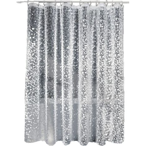 1 Cortina de ducha, 100% EVA, antimoho, 180x200 cm, impermeable, con 12 anillas, para baño. (1/5)